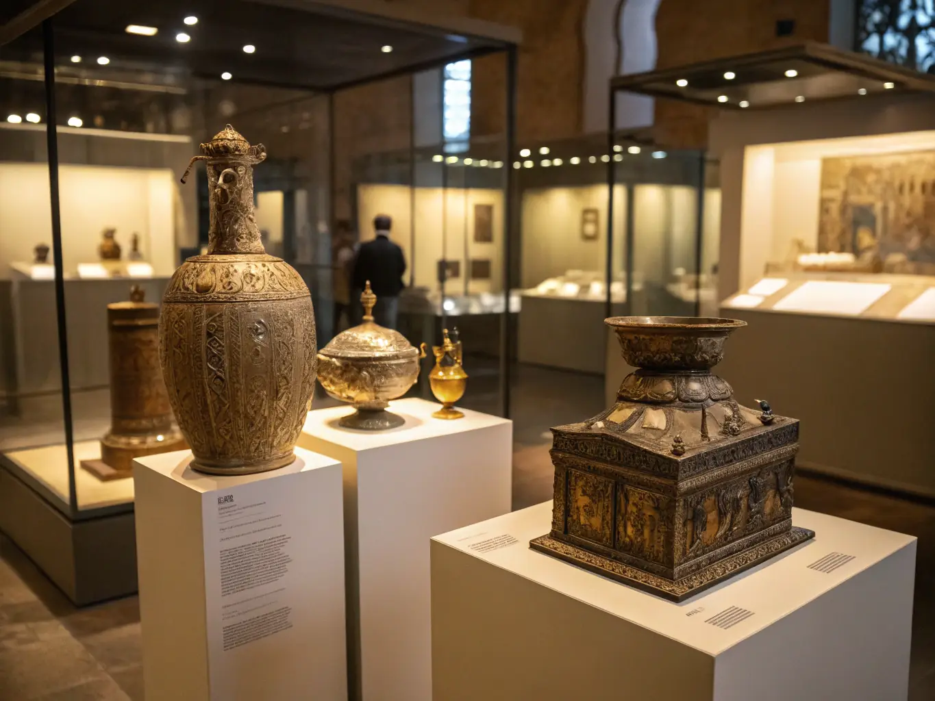 A photo of archived Breton music manuscripts and artifacts, displayed in a museum setting, highlighting the preservation efforts.